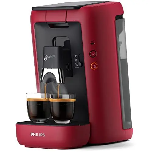 Produktbild: Philips Senseo Maestro Kaffeepadmaschine mit Kaffeestärkewahl, Intense Plus Technologie und Memo-Funktion, 1,2 Liter Wasserbehälter, aus recyceltem Plastik, Farbe: Rot (CSA260/90)