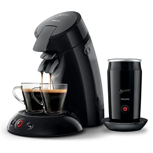 Produktbild: Philips Domestic Appliances Senseo Original Kaffeepadmaschine Mit Milchaufschäumer - Kaffee Boost Und Crema Plus Technologie, 0.7 Liters, Schwarz, (HD6553/65)