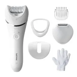 Produktbild: Philips Epilierer Series 8000, kabelloser Nass- und Trockenepilierer für Beine und Körper, Haarentfernungsgerät, mit 6 Zubehörteilen, Modell BRE715/00
