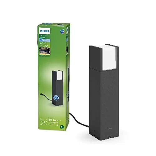 Produktbild: Philips Arbour Sockelleuchten für den Außenbereich, 6 W, 2700 K warmweiß, Niederspannung, wasserfest, anthrazit, IP44 wetterfest