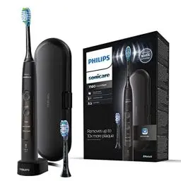 Produktbild: Philips Sonicare ExpertClean 7300 elektrische Zahnbürste, Schallzahnbürste mit App, 3 Putzmodi und 3 Intensitätsstufen, Drucksensor, Reiseetui, Schwarz, Model HX9601/02