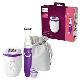 Produktbild: Philips Haarentfernungs-Set für den Körper mit 4 Zubehörteilen - Elektrischer Epilierer, Bikini-Trimmer, 3 mm Aufsatz und Luxus-Tasche Modell (BRP505/00)