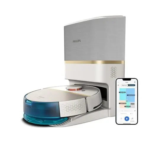 Produktbild: Philips Homerun Serie 7000 Saug-Wischroboter mit Saugstation, 5000 Pa, 360° LiDAR-Navigation, Erkennung Kleiner Hindernisse, 180Min Laufzeit, 185m², App, für Teppiche und Tierhaare, Weiß (XU7100/02)