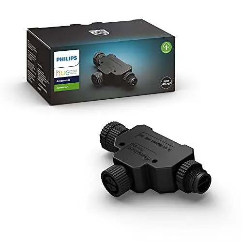 Produktbild: Philips Hue Outdoor T-Stecker, Zubehör für Ihr Philips Hue Niedervolt-System, schwarz, wetterfest (IP67)
