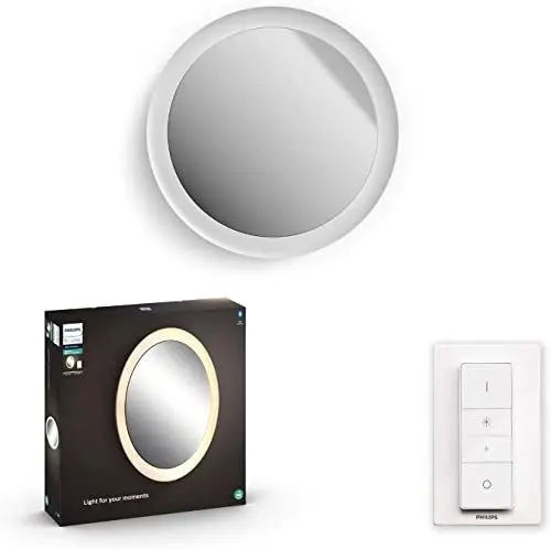 Produktbild: Philips Hue White Amb. LED-Spiegel Adore mit Beleuchtung inkl. Dimmschalter, Bad-Beleuchtung, weiß, dimmbar, alle Weißschattierungen, steuerbar via App, kompatibel mit Amazon Alexa (Echo, Echo Dot)