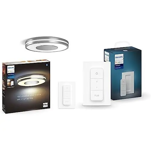 Produktbild: Philips Hue White Ambiance Being Deckenleuchte 2400lm inkl. Dimmschalter & Dimmschalter, Zubehör System, kabelloses Dimmen ohne Installation, Abrufen von Lichtszenen