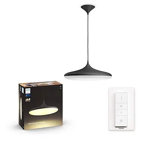Produktbild: Philips Hue White Ambiance Cher Pendelleuchte schwarz 2750lm inkl. Dimmschalter, dimmbar, alle Weißschattierungen, steuerbar via App, kompatibel mit Amazon Alexa (Echo, Echo Dot)