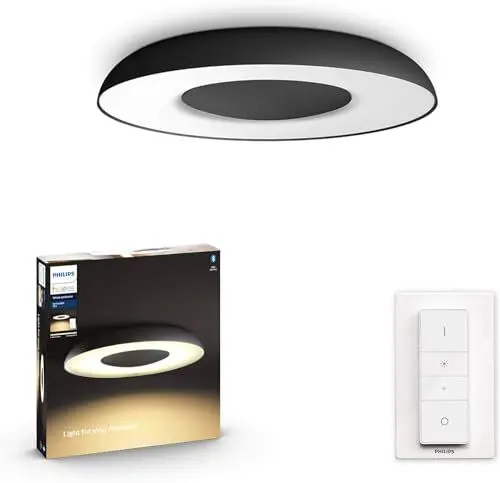 Produktbild: Philips Hue White Ambiance Deckenleuchte Still inkl. Dimmschalter 2350lm, schwarz, dimmbar, alle Weißschattierungen, steuerbar via App, kompatibel mit Amazon Alexa (Echo, Echo Dot), 1 Stück (1er Pack)