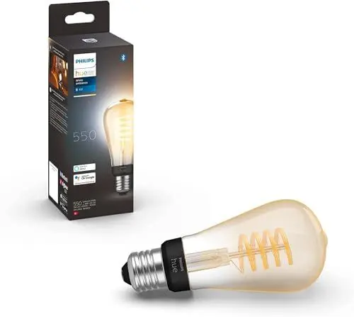 Produktbild: Philips Hue White Ambiance E27 Filament Edison (550 lm), dimmbare LED Lampe für das Hue Lichtsystem mit allen Weißtönen, smarte Lichtsteuerung über Sprache und App