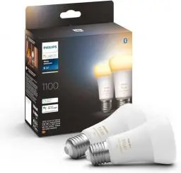 Produktbild: Philips Hue White Ambiance E27 LED Lampen 2-er Pack (1100 lm), dimmbare LED Leuchtmittel für das Hue Lichtsystem mit warm- bis kühlweißem Licht, smarte Lichtsteuerung über Sprache und App