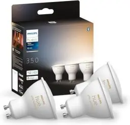 Produktbild: Philips Hue White Ambiance GU10 LED Spots 3er Pack (350 lm), dimmbare LED Lampen für das Hue Lichtsystem mit allen Weißtönen, smarte Lichtsteuerung über Sprache und App