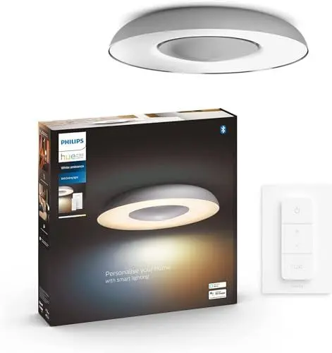 Produktbild: Philips Hue White Amb. LED-Deckenleuchte Still inkl. Dimmschalter, aluminium, dimmbar, alle Weißschattierungen, steuerbar via App, kompatibel mit Amazon Alexa (Echo, Echo Dot)