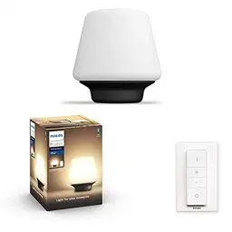Produktbild: Philips Hue White Ambiance Wellness Tischleuchte schwarz inkl. Dimmschalter, dimmbar, alle Weißschattierungen, steuerbar via App, kompatibel mit Amazon Alexa (Echo, Echo Dot)