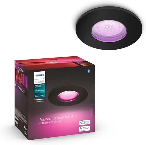 Produktbild: Philips Hue White & Color Ambiance Xamento Einbauspot 1-er Pack, schwarz, 16 Mio. Farben, dimmbar, steuerbar via App, kompatibel mit Amazon Alexa (Echo, Echo Dot). alte Generation
