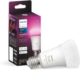 Produktbild: Philips Hue White & Color Ambiance E27 LED Lampe (1100 lm), TESTSIEGER Stiftung Warentest (01/2024), dimmbare mit 16 Mio. Farben, smarte Lichtsteuerung über Sprache und App