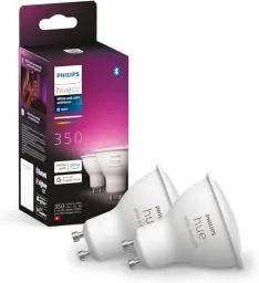 Produktbild: Philips Hue White & Color Ambiance GU10 LED Spots 2-er Pack (350 lm), dimmbare LED Lampen für das Hue Lichtsystem mit 16 Mio. Farben, smarte Lichtsteuerung über Sprache und App