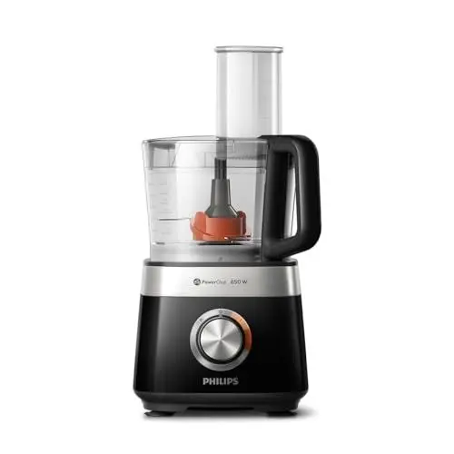 Produktbild: Philips Kompakte Küchenmaschine – 850W, 31 Funktionen, 2.1-Liter-Behälter, PowerChop, Edelstahlklinge (HR7530/10)