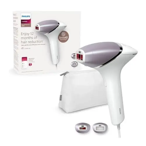 Produktbild: Philips Lumea IPL 8000 Series Haarentfernungsgerät – Alternative zur Laser-Haarentfernung – mit 2 Aufsätzen für Körper & Gesicht (BRI944/00)