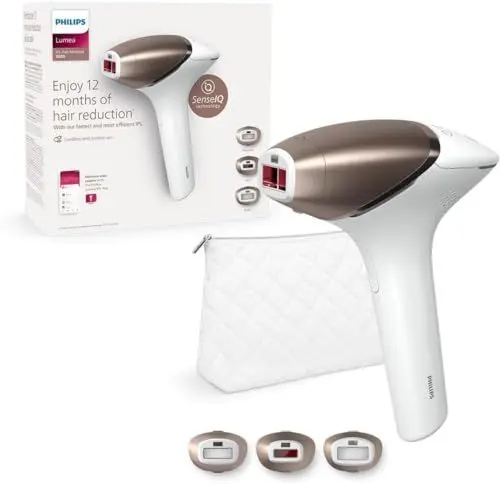Produktbild: Philips Lumea IPL 9000 Series Haarentfernungsgerät – Alternative zur Laser-Haarentfernung – mit 3 Aufsätzen für Körper, Gesicht und Präzisionbereiche, kabellos (BRI955/00)