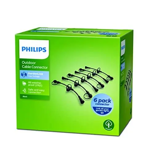 Produktbild: Philips GardenLink Niedervolt Verbindungsstück 6-er Pack, wetterfester Kabelsteckverbinder für die Außenbeleuchtung, Gartenzubehör für die Outdoor Stromverbindung