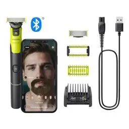 Produktbild: Philips OneBlade 360 Face & Body mit App-Anbindung - Elektrischer Bartschneider, Rasierer und Bodygroom mit 360-Technologie, verstellbarer 5-in-1-Trimmaufsatz, 1x Körper-Kit, QP4631/30