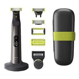 Produktbild: Philips OneBlade Pro 360 Face & Body – Elektrischer Bartschneider, Rasierer und Bodygroomer, 2x 360-Klingen, 1x Original-Klinge, 1x Kamm mit 14 Längen, 2x Körperaufsätze & Reiseetui, QP6651/35