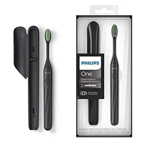 Produktbild: Philips One elektrische Zahnbürste mit USB-Ladung, Mattschwarz (Modell HY1200/26)