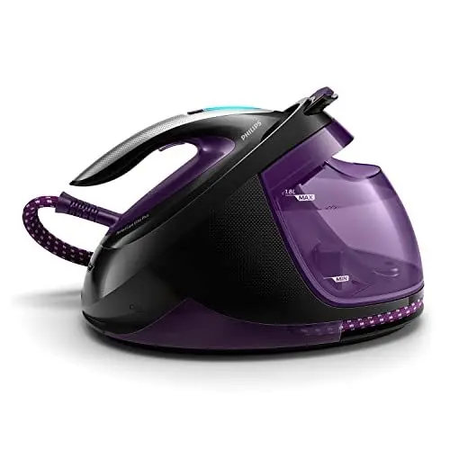 Produktbild: Philips PerfectCare Elite Plus Dampfbügelstation – 2700 W, Dampfstoß 550 g, Druck 7,7 bar, OptimalTEMP-Technologie, 1,8-Liter-Wasserbehälter, lila/schwarz (GC9675/80)
