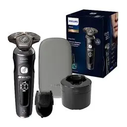 Produktbild: Philips Rasierer S9000 Prestige - Elektrischer Nass- und Trockenrasierer, Schwarz matt, Lift & Cut-Rasiersystem, SkinIQ-Technologie, Bartstyler, Reinigungsstation & Premium-Etui (Modell SP9840/31)