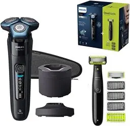 Produktbild: Philips S7783/78 Shaver Series 7000 Elektrischer Nass- und Trockenrasierer mit Präzisionsmessern aus Stahl, Motion-Control-Sensor, Flexible 360-Grad-Scherköpfe, Schwarz