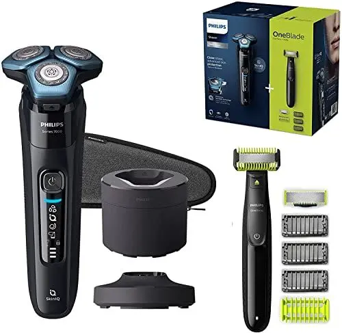 Produktbild: Philips S7783/78 Shaver Series 7000 Elektrischer Nass- und Trockenrasierer mit Präzisionsmessern aus Stahl, Motion-Control-Sensor, Flexible 360-Grad-Scherköpfe, Schwarz