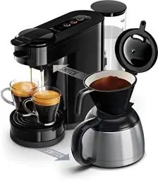 Produktbild: Philips SENSEO Switch Pad- und Filterkaffeemaschine, 2-in-1-Brühtechnologie, 1-Liter-Wasserbehälter, 7 Tassen in einem Durchgang, Klavierlackschwarz (HD6592/64)