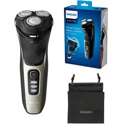 Produktbild: Philips Shaver Series 3000 - Elektrischer Nass- und Trockenrasierer für Herren mit ausklappbarem Trimmer und Reisetasche (Modell S3230/52)