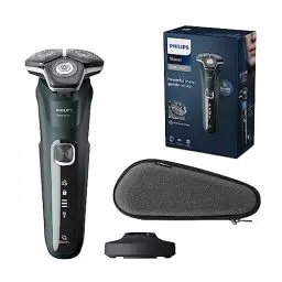 Produktbild: Philips Shaver Series 5000 – Elektrischer Nass- und Trockenrasierer für Herren mit ausklappbarem Trimmer, Ladestation & Reiseetui (Model S5884/35)