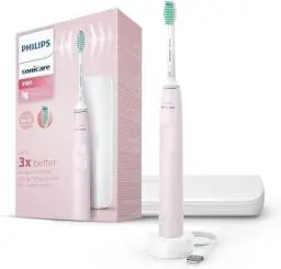 Produktbild: Philips Sonicare 3100 Series elektrische Zahnbürste mit Schalltechnologie, mit Drucksensor und Bürstenkopf-Wechselanzeige, HX3673/11, Sugar Rose, Rosa