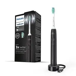 Produktbild: Philips Sonicare 3100 elektrische Zahnbürste, Schallzahnbürste, Andruckkotrolle und Timer, Schwarz, HX3671/14