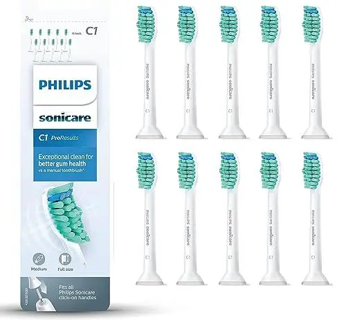 Produktbild: Philips Sonicare C1 ProResults-Bürstenköpfe für elektrische Schallzahnbürsten, 10 Stück (Modell HX6010/32)