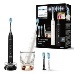 Produktbild: Philips Sonicare DiamondClean 9000 elektrische Zahnbürste, Doppelpack,Zahnbürste mit Schalltechnologie inklusive App, Drucksensor,4 Putzmodi,3 Intensitätsstufen, schwarz und roségold, Modell HX9914/61