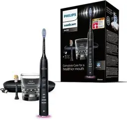Produktbild: Philips Sonicare DiamondClean Smart 9400 elektrische Zahnbürste, Schallzahnbürste mit App, Drucksensor, Bürstenkopferkennung, 4 Putzmodi und 3 Intensitätsstufen, Schwarz, Modell HX9917/89