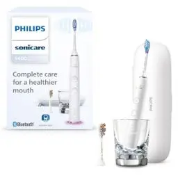 Produktbild: Philips Sonicare DiamondClean Smart 9400 elektrische Zahnbürste, Schallzahnbürste mit App, Drucksensor, Bürstenkopferkennung, 4 Putzmodi und 3 Intensitätsstufen, Weiß, Modell HX9917/88
