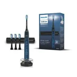 Produktbild: Philips Sonicare DiamondClean elektrische Zahnbürste der 9000er Serie – Schallzahnbürste, sauberere Zähne und Mundpflege mit 4x C3 Premium Plaque Defense-Bürstenköpfen, Aquamarine (Modell HX9911/89)