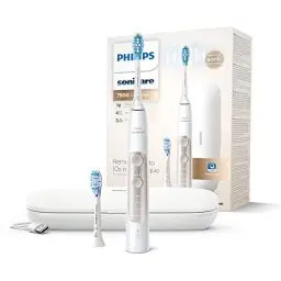 Produktbild: Philips Sonicare ExpertClean 7500 - Elektrische Zahnbürste mit G3 Premium Gum Care und C3 Premium Plaque Defense Bürstenkopf, App und Reiseetui in Weiß (Modell HX9691/02)