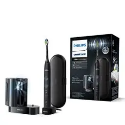 Produktbild: Philips Sonicare ProtectiveClean 5100 elektrische Zahnbürste, Schallzahnbürste mit 3 Putzmodi, Drucksensor, Timer, Reiseetui, UV-Reinigungsgerät, Schwarz, Modell HX6850/57