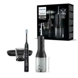 Produktbild: Philips Sonicare kabellose Power Flosser Munddusche und DiamondClean 9000 elektrische Zahnbürste – Saubere Zähne, sauberes Zahnfleisch und Plaque-Entfernung, schwarz (Modell HX3886/43)