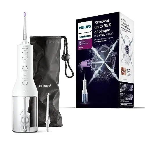 Produktbild: Philips Sonicare kabelloser Power Flosser 3000 Munddusche·· Wasser-Flosser für Zähne, Zahnfleisch und Zahnpflege, weiß (Modell HX3826/31)