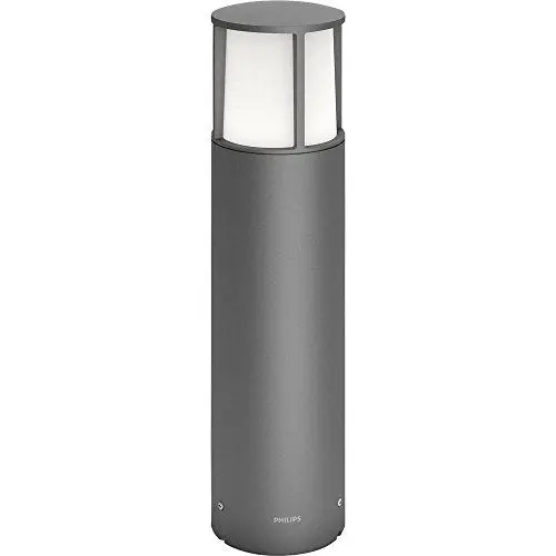 Produktbild: Philips Stock LED Outdoor Sockelleuchte (6 W), wetterfeste Wegeleuchte mit warmweißem Licht, energiesparende LED Beleuchtung, anthrazit, Grau