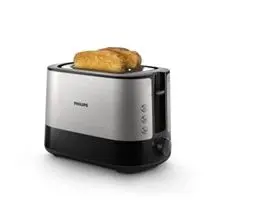 Produktbild: Philips Toaster – 2 Toastschlitze, 7 Stufen, Brötchenaufsatz, Auftaufunktion, Abschaltautomatik, Liftfunktion, schwarz (HD2637/90)