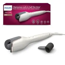 Produktbild: Philips automatischer Lockenstab 8000 Series, Lockenwickler/Curler mit MoistureProtect Technologie, 27 verschiedene Stylingoptionen, Weiß, Modell BHB878/00