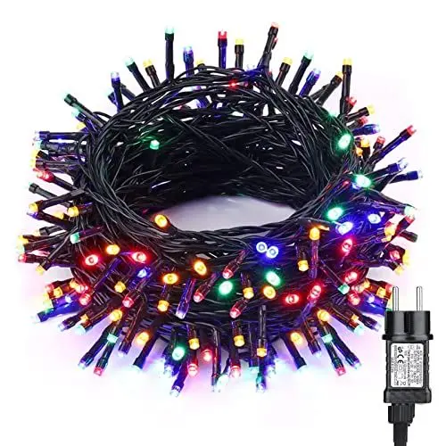 Produktbild: PhilzOps Weihnachten Bunt Außenlichterkette, 15M 100 LED Indoor Weihnachtsdeko Beleuchtung mit Stecker 8 Modi Wasserdicht Weihnachtsbaum Lichterkette für Innen Party Zimmer Outdoor Balkon Garten