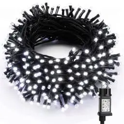 Produktbild: PhilzOps Weihnachtsbeleuchtung Außen, 30M 300 LED Weihnachten Lichterkette Kaltweiß Innen 8 Modi Wasserdicht Außenbeleuchtung für Baum Haus Zimmer Garten Party Festival Decoration, Grüner Draht